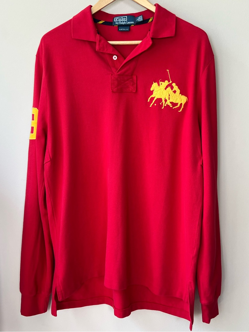 Polo Ralph Lauren Polo Custom Fit Long Sleeve Shirt Big Pony Red Mens Size XL